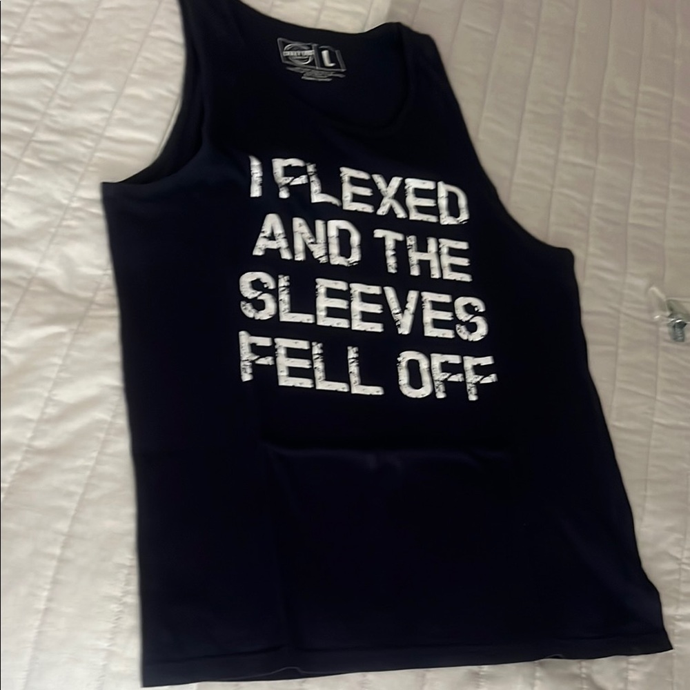 Crazy Dog blue printed tank 100% cotton used-like new Sleeveless Shirt size L - Picture 5 of 9